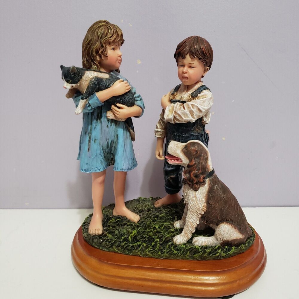 Timeless Treasure " The Confrontation " Vanmark Girl Boy Animal Figurine 1999